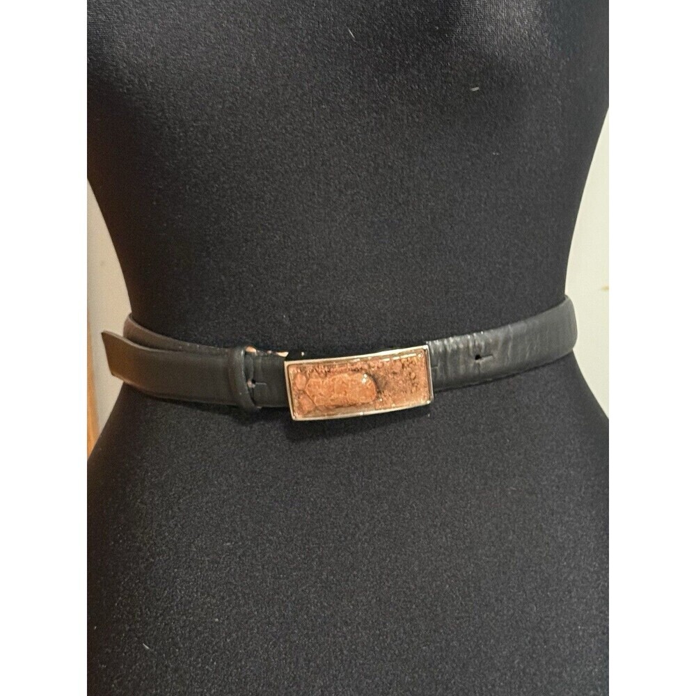 Qualheim Bollerini Belt Womens Size Small S Black Unique Bubble Glass Made Italy
